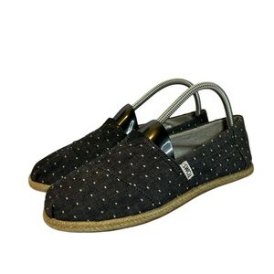 TOMS Black Polka Dot Canvas Espadrille Slip On Flats Women’s 8